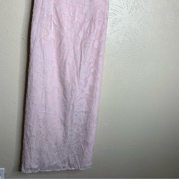 Lulus Dreamy Desires Blush Pink Floral Burnout One Shoulder Midi Dress - Picture 8 of 14